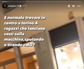 Pirlo jr denuncia sui social: “Sputi, calci e sassi contro auto in centro a Torino”