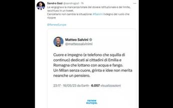 Salvini e il tweet (cancellato) su maltempo e Milan, opposizione all’attacco