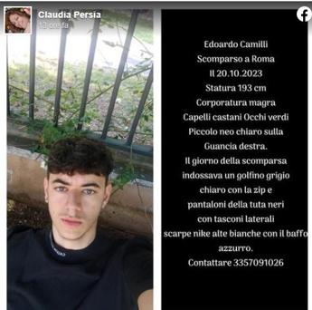 Roma, scomparso 17enne: appello social della mamma di Edoardo Camilli