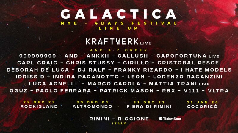 Galactica NYE Festival: il 31 dicembre coi Kraftwerk e prima serata del 2024 al Cocoricò