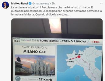 Renzi arriva in ritardo e ironizza: “Scusate, sul mio treno non c’era Lollobrigida”