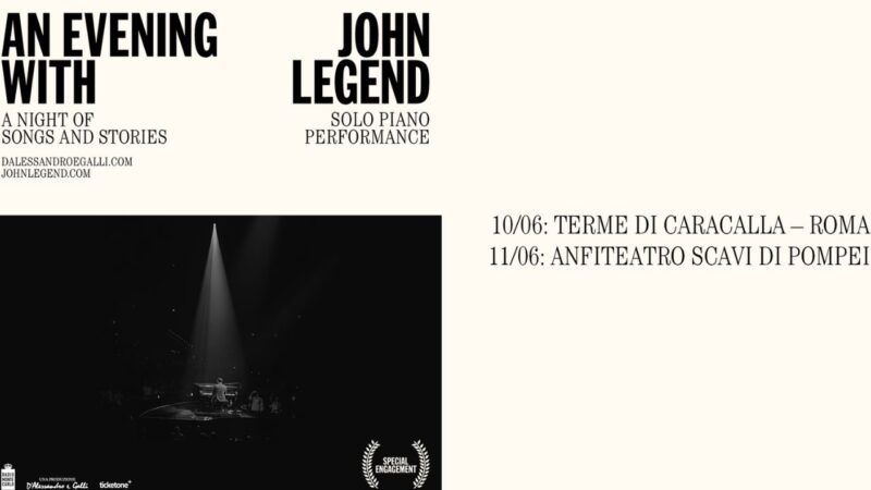 Torna in Italia con due date John Legend