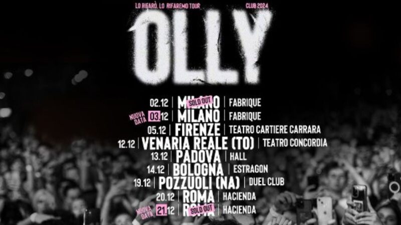 Olly, sold out e raddoppio a Roma e Milano