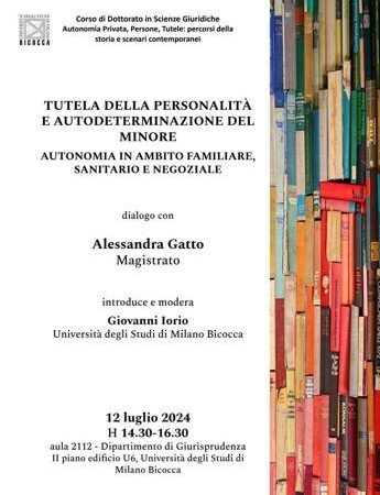 Famiglia, alla Bicocca dialogo con magistrato A. Gatto su autodeterminazione del minore