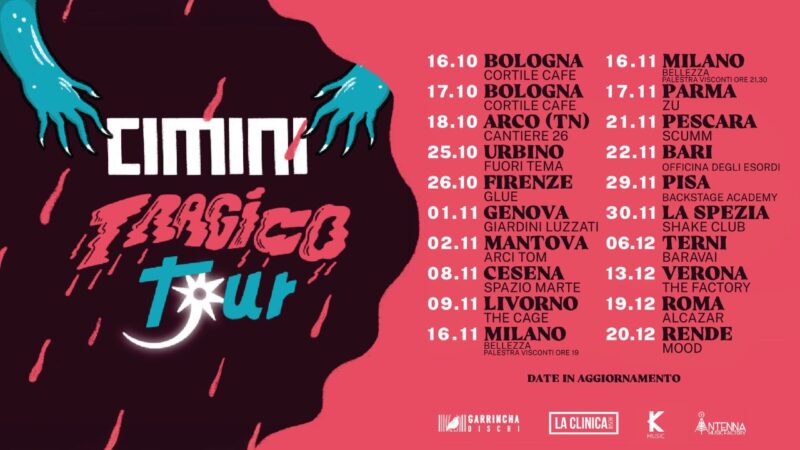 CIMINI annuncia le nuove date del “TRAGICO TOUR” e il singolo “L’URLO”